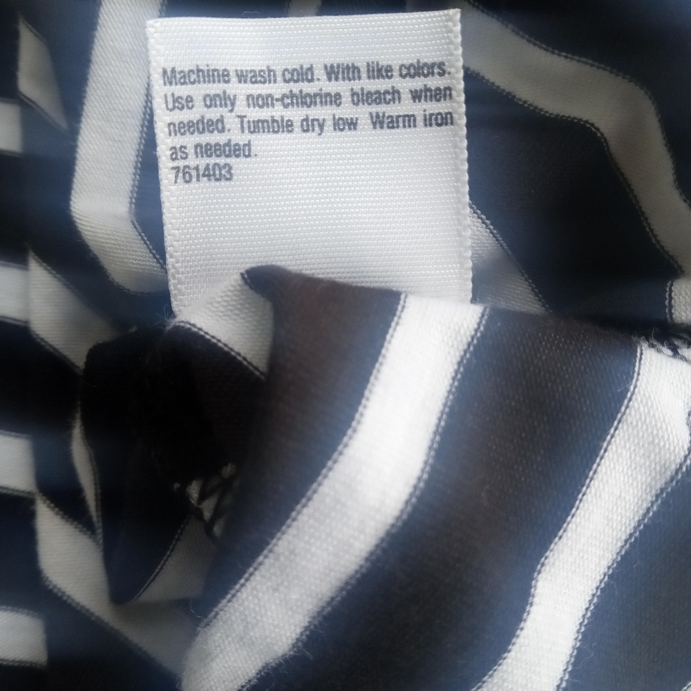 a.n.a Women's Plus Size 3X Navy Blue & White Horizontal Striped Long Sleeve Tee - Picture 4 of 9